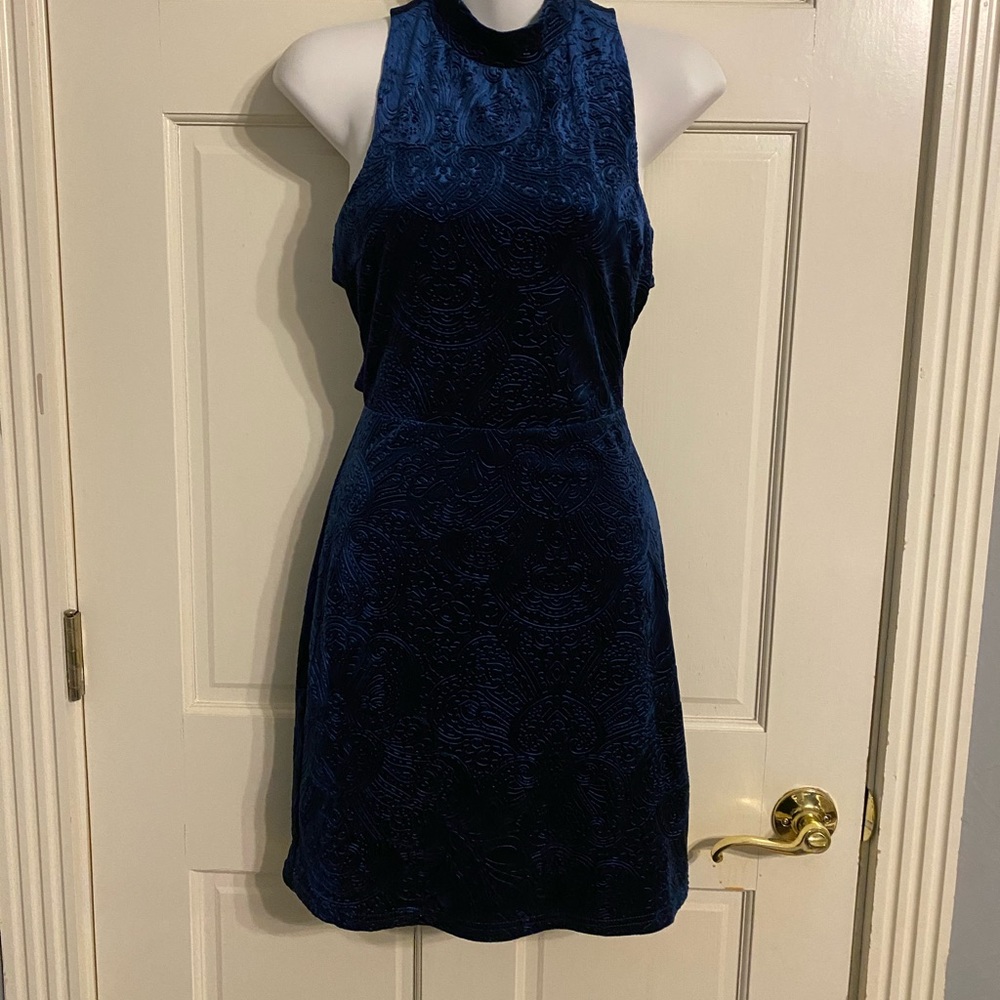Blue velvet dress